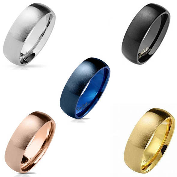 Personalized Quality 6mm Matte Finish Surface Classic Dome Stainless Steel Ring